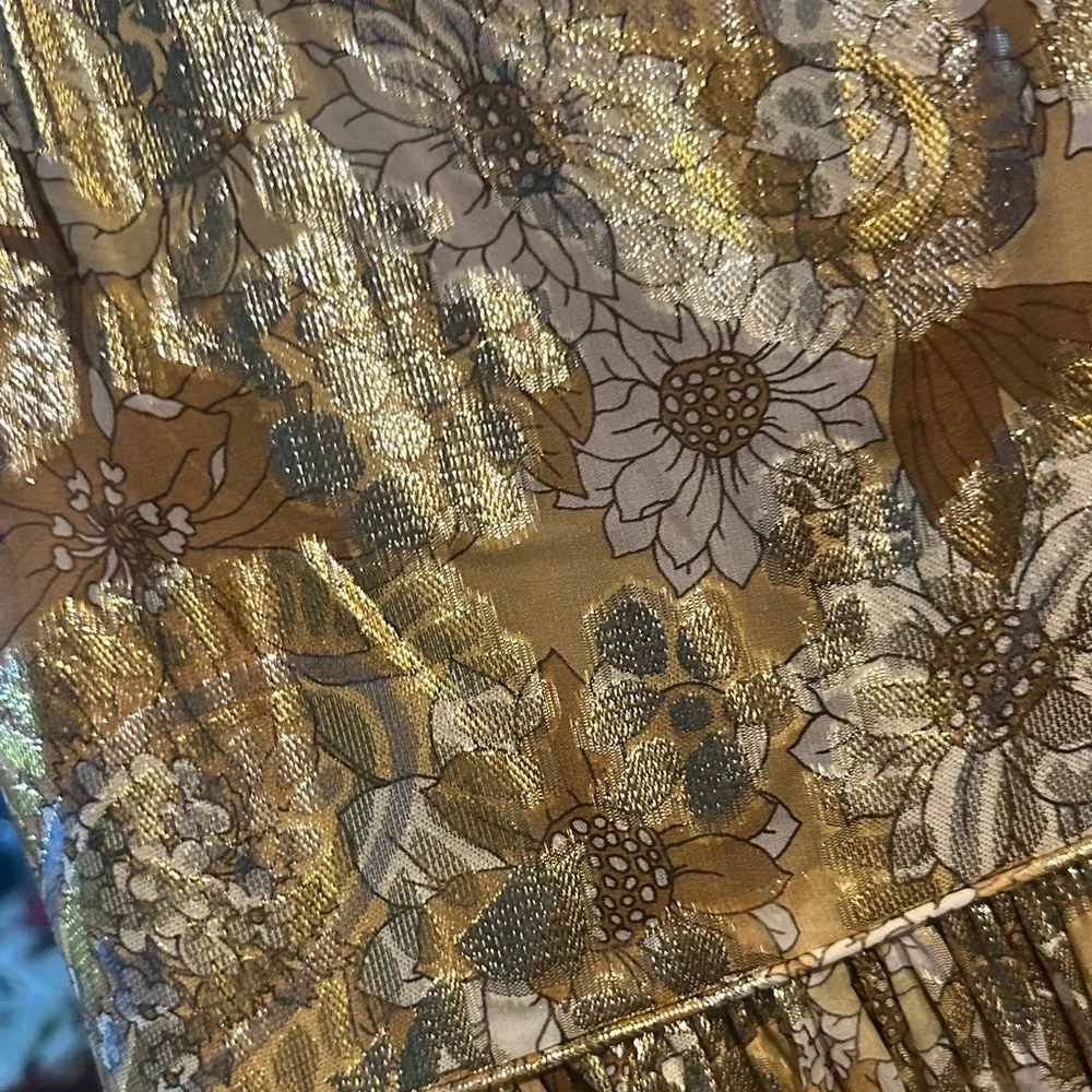 J. Crew Collection Gold and White Floral Maxi Dress 4 - Picture 6 of 8